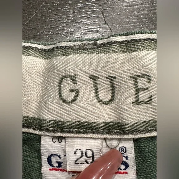 Vintage Guess high waisted army green denim shorts - Picture 2 of 5
